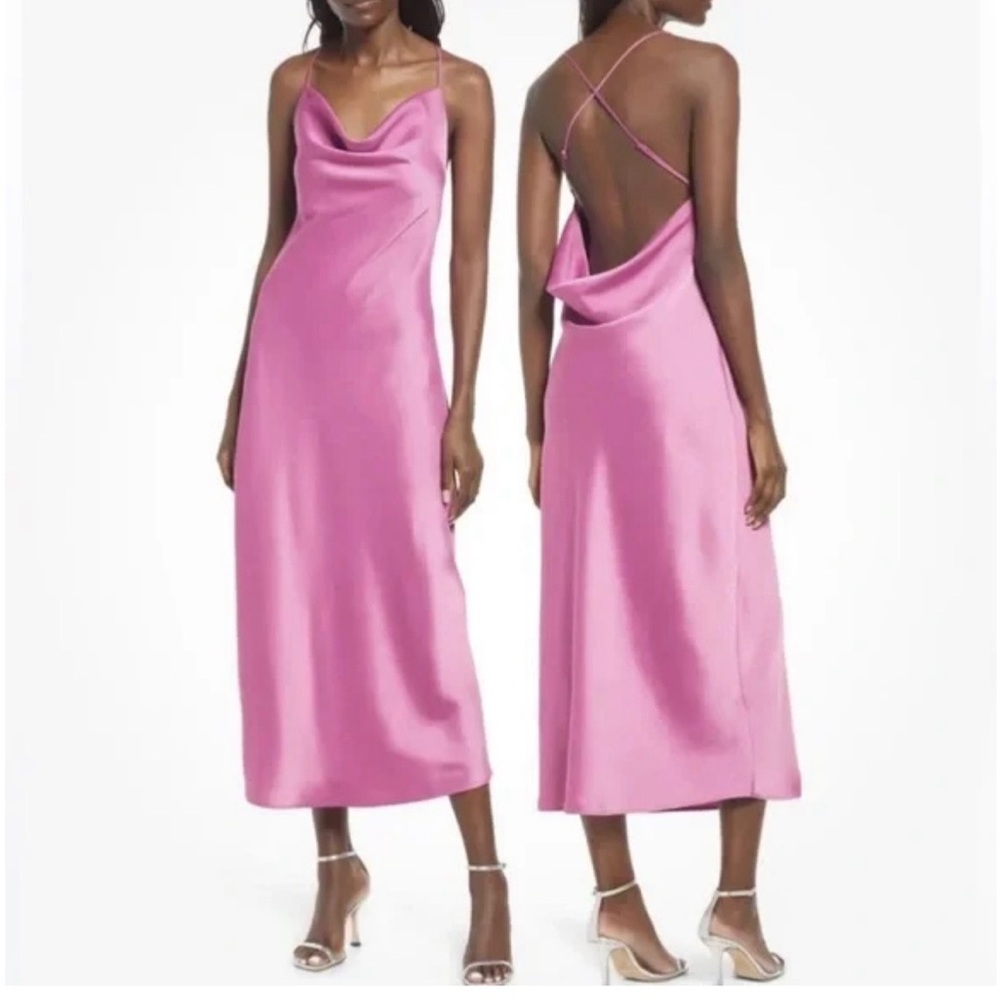 WAYF Nanette Cowl Neck Midi Slipdress